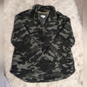 Koolaburra By Ugg Sherpa Fleece Brushed Quarter Zip Up Cozy Pullover Plush Camo